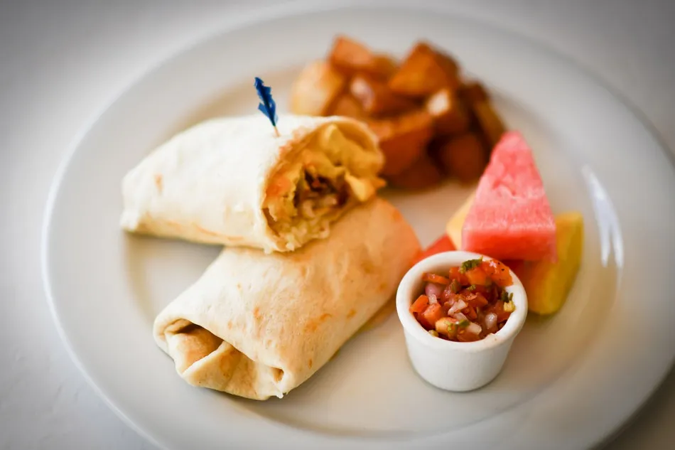 Fresh wraps with salsa and watermelon